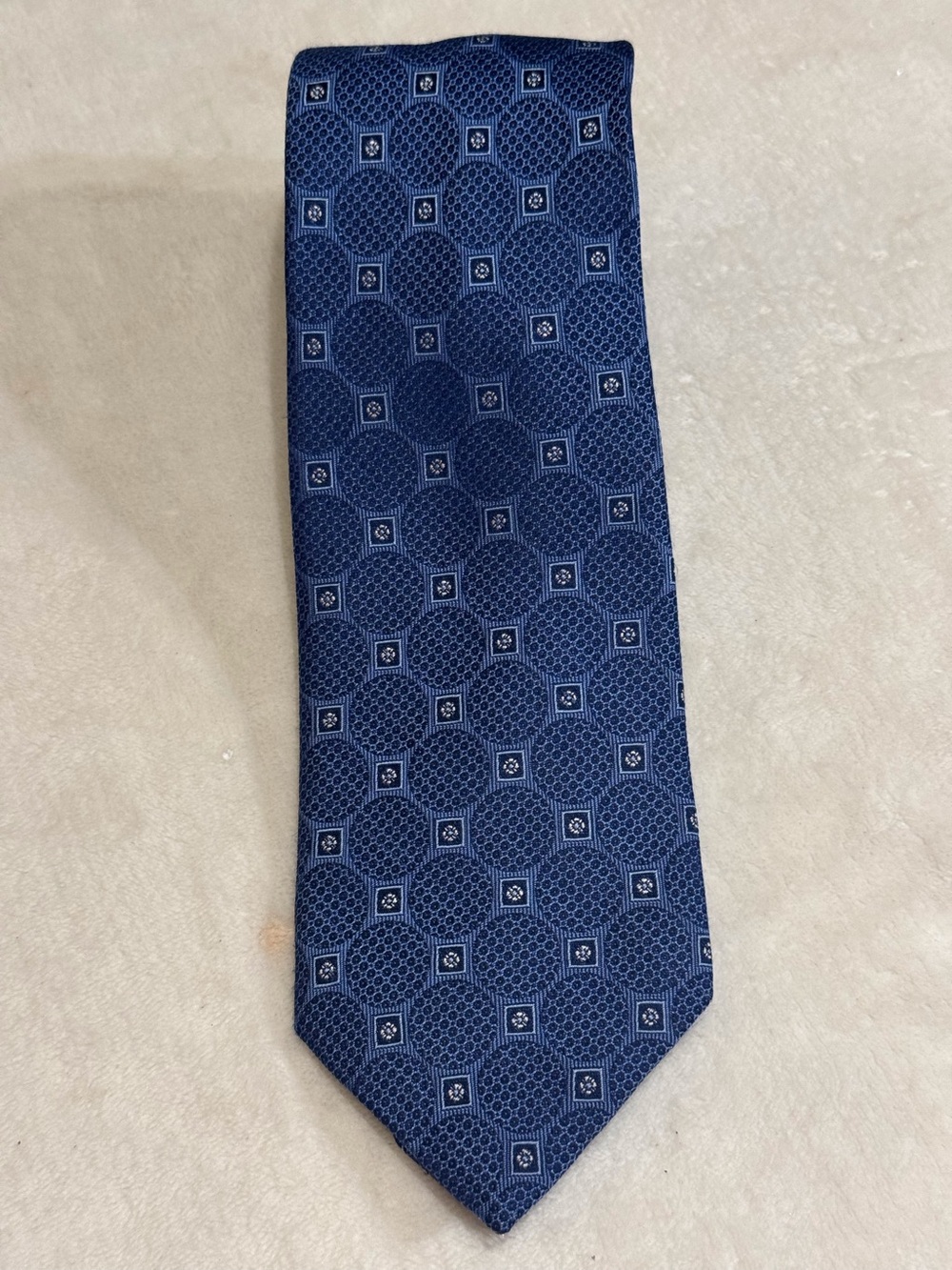 David Donahue Navy Blue Geometric Silk Tie